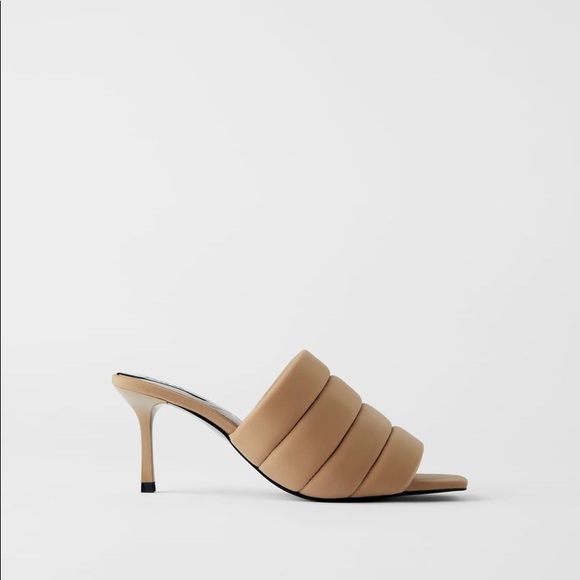 ZARA BEIGE QUILTED SANDALS - Picture 2 of 5